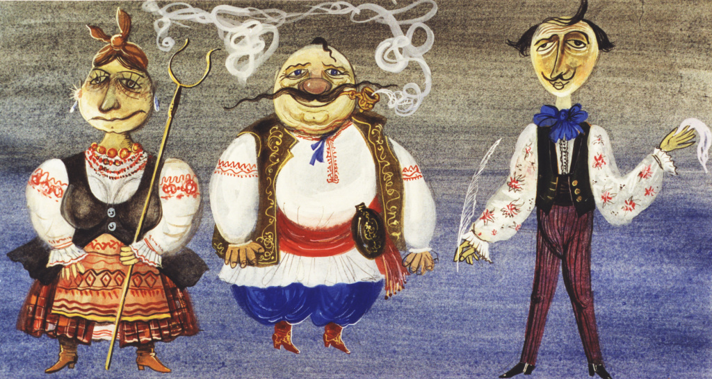 Новиков Ф.С._Эскиз кукол к спектаклю-феерии Майская ночь по творчеству Н.В. Гоголя (баба, голова, писарь).jpg